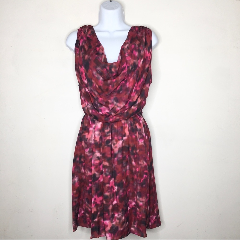 Alicia + Olivia Red‎ Watercolor Silk Mini Dress - Picture 14 of 16